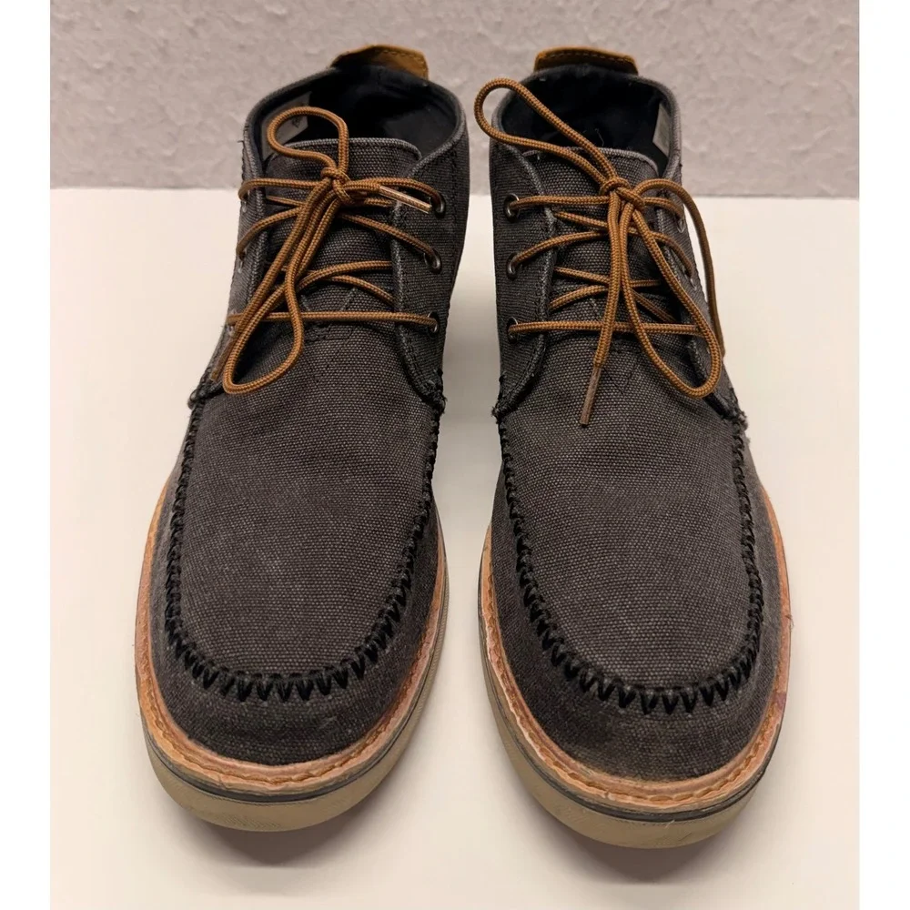 TOMS Mens Chukka Boots Charcoal Gray Canvas Whipstitch Moc Toe Size 11 10014362